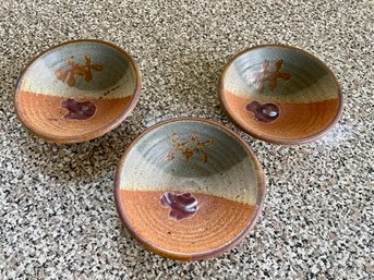 Trio Of Hand Made Pottery Bowls