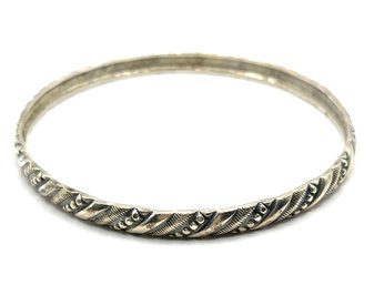 Vintage Sterling Silver Textured Bangle Bracelet