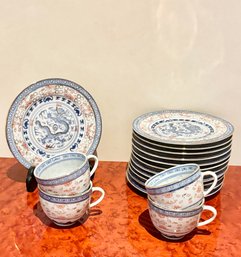 Set Of 12, Chinese Small Plates With Blue Dragon Pattern And More