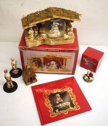 Mixed Christmas Lot With Musical Nativity Box, Kneeling Santa, A Special Place For Santa Book & More