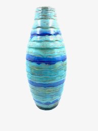 Tall Layered Multishade Blue Pottery Vase