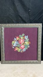 Original Framed Hand Stitched Wool Needlepoint