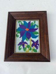 1970s Handmade Needle Point Floral