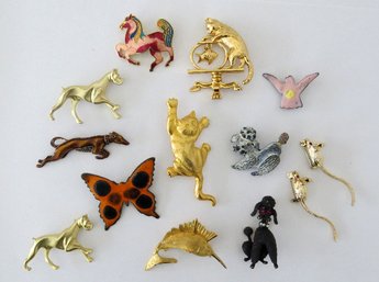 An Eclectic Collection Of Animal Brooches - Poodle Marked MAMSELLE