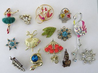 A Grouping Of Art Deco Style Brooches