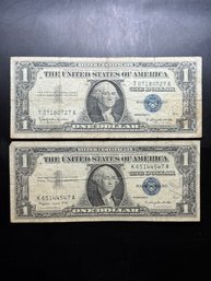 2 $1 Silver Certificates 1957-A, 1957-B