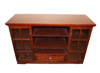 Wooden Eight Shelf & Single Drawer Television Stand With Glass Fronts