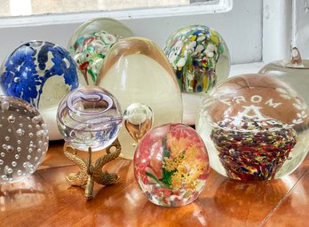 Murano And Other Art Glass Paperweights And Baubles