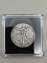 Beautiful 1937 Walking Liberty Silver Half Dollar In Plastic Case