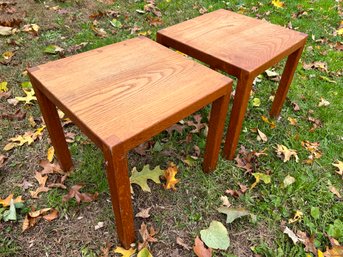 Pair Of Solid Oak Side Tables