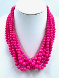 Graduated Multistrand Pink Bead Necklace