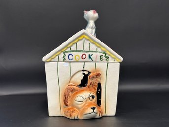 Vintage Cookie Jar: Howling Cat On A Dog House