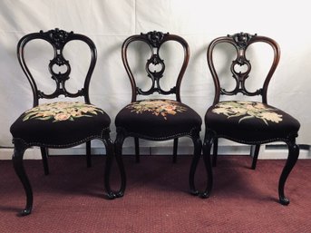 Set Of 6 Antique Chairs With Needlepoint Seats