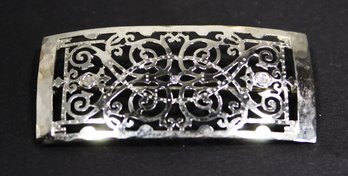 Hand Wrought Artisan Signed Silver Brooch Elaborate Openwork