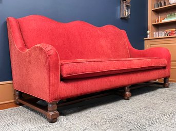 A Custom Serpentine Back Sofa On Pine Base By Lee Jofa In Attractive Courderoy