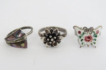 Lot Of 3 Ladies Sterling Silver Rings