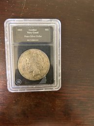 Beautiful 1923-S Peace Silver Dollar Coin In Plastic Case