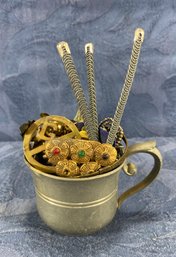 Vintage & Antique Jewelry Bits & Pieces - 'Shirley' Pewter Mug, Pins, Pendants & More
