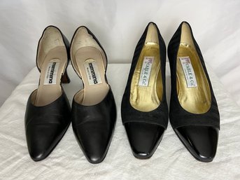 Two Pairs Italian Leather Heels, Mimmina  And Cable & Co., Size 35.5