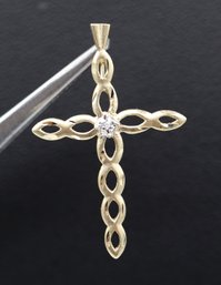 14k Yellow Gold & Diamond Cross Pendant