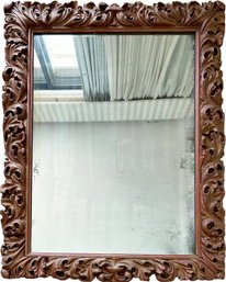 AN Antique Carved Wood Framed Mirror - Original Glass, New Finish To Frame