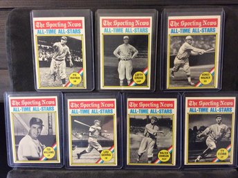 (7) 1976 Topps All Time All Stars With Ted Williams, Lou Gehrig, Ty Cobb & More