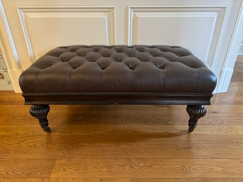 Palatial Furniture Faux Leather Tufted Ottoman On Casters