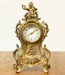 A 19th Century Gilt Bronze Mantle Clock - New Haven Clock Company - Retrofitted For Batteries