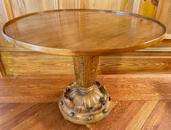 Vintage Carved Wood Pedestal Coffee Table