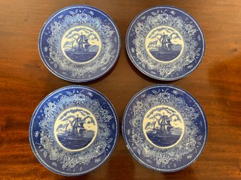 Set Of 4 Terra Import Nautical Ship Porcelain Plates