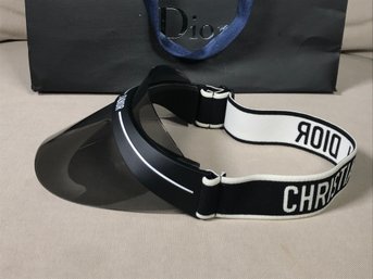 Fantastic CHRISTIAN DIOR J' ADIOR Black & White Visor With DIOR Shopping Bag - Very Good Condition - COOL !