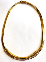 Vintage Givenchy Gold Tone Necklace With Crystal Stones