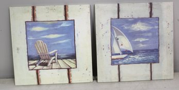 2 Pictures On Canvas Of Beach Scene