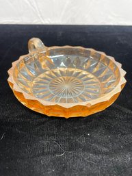 Vintage Orange Amber Opalescent Carnival Glass Candy Trinket Dish