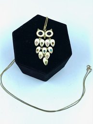 Goldtone Owl Pendant Necklace W/ Multicolor Rhinestones