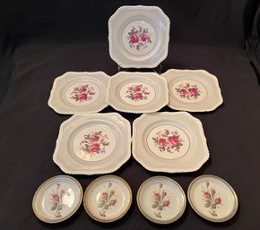 6pc Set Of Johnson Bros Old English China Dessert Plates And Set Of Rosenthal Coasters