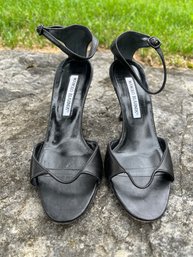 Manolo Blahnik Black Leather Sandals Size 36.5