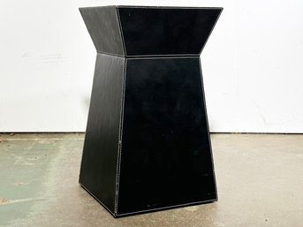 A Modern Stitched Leather Pedestal, Or End Table