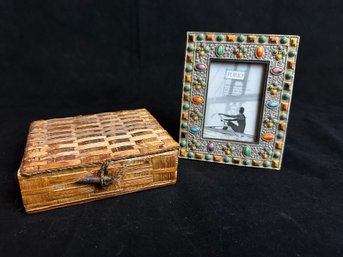 Hand Painted Tinga Tinga Coasters With Box And Decorative Photo Frame