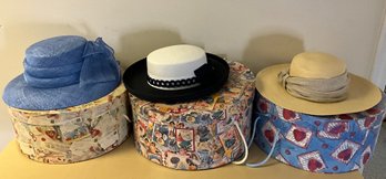 3 Hats In Hat Boxes ~1 NEW With Tags ~