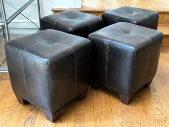 A Set Of 4 Leather Ottomans By Hickory Chair, NC