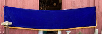 Lot 1 - Blue Velvet Large Coverlet With Gold Fringe 17ftx46in