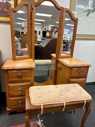 Wood Vanity With Bench