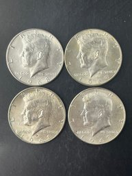 4 Kennedy Half Dollar 40 Silver (2) 1967, (2) 1968-D