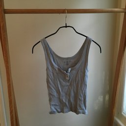 BRANDY MELVILLE, Cotton Knit Scoop-Neck Tank Top, LT Blue, One Sz, Made In Italy