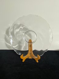 Vintage Clear Glass Beaded Scalloped Edge Platter