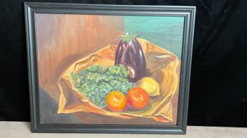 Original Signed Still Life Oil Painting Of Vegetables