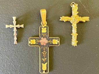 Vintage Trifari Cross Pendant & 2 Others