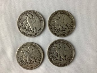 4 Standing Liberty Half Dollars Dated 1941, 1942 S, 1943, 1943 S (90 Percent Silver)