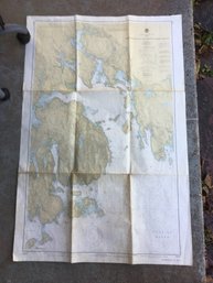 Huge 1885 Nautical Map Of Frenchman Bay & Mount Desert Island Maine Printed In 1927 - 32' X 50'